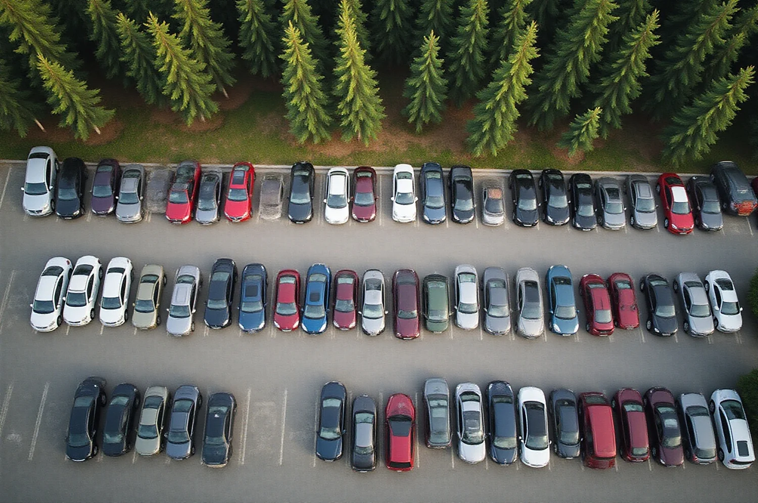 Parkla korrapäraste autoridadega ülalt